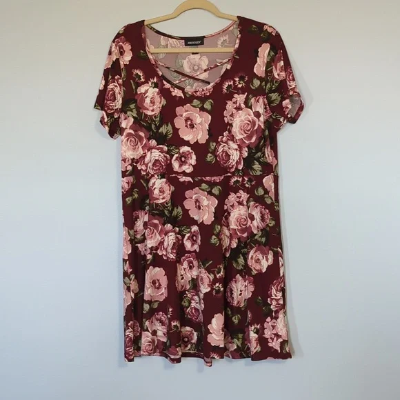 Joe Boxer Dresses Plus Size Maroon Floral Joe Boxer Dress Poshmark